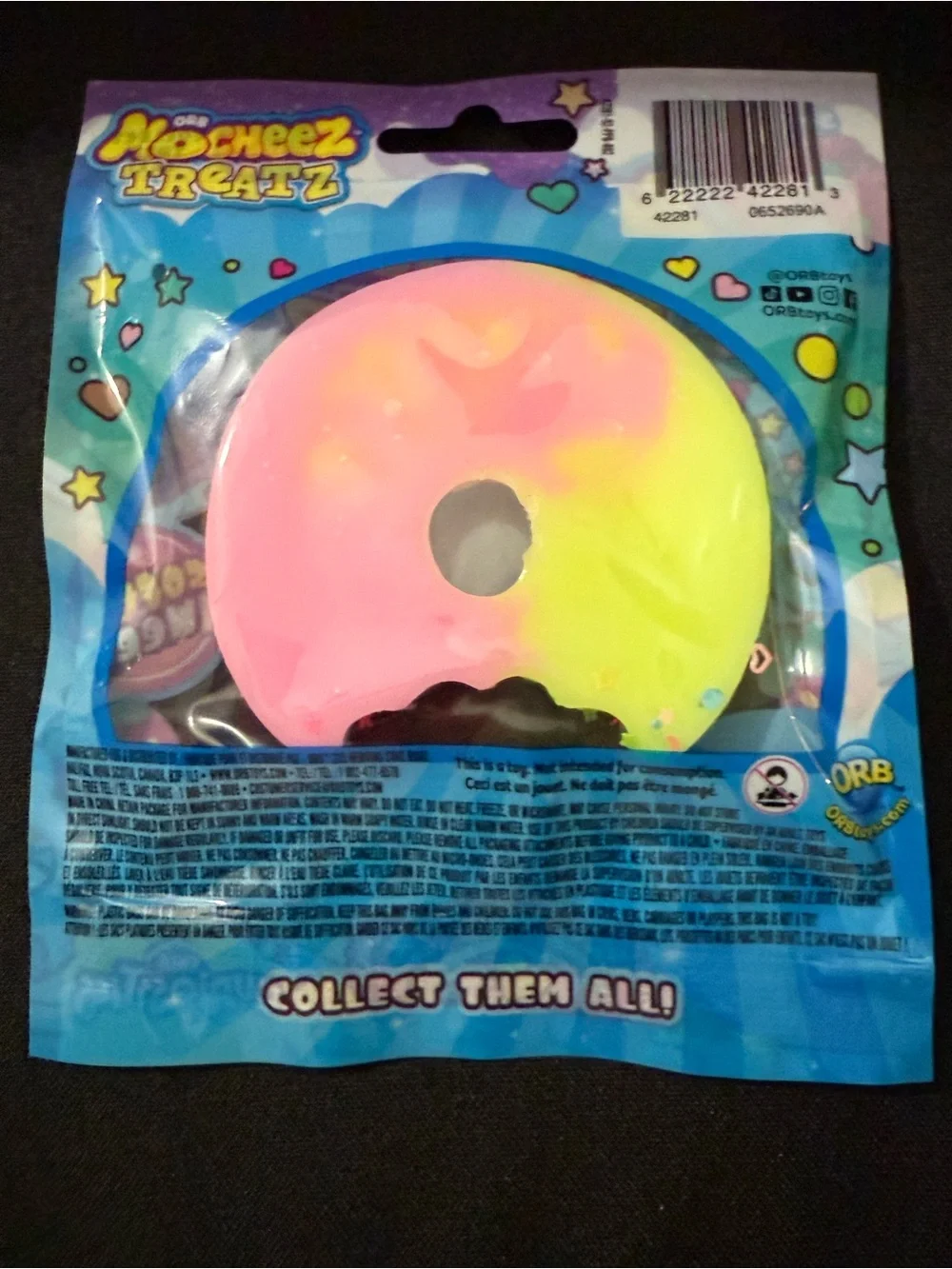 ORB Mochi Cheez Treatz Donut Squishy Toy - Pink & Yellow